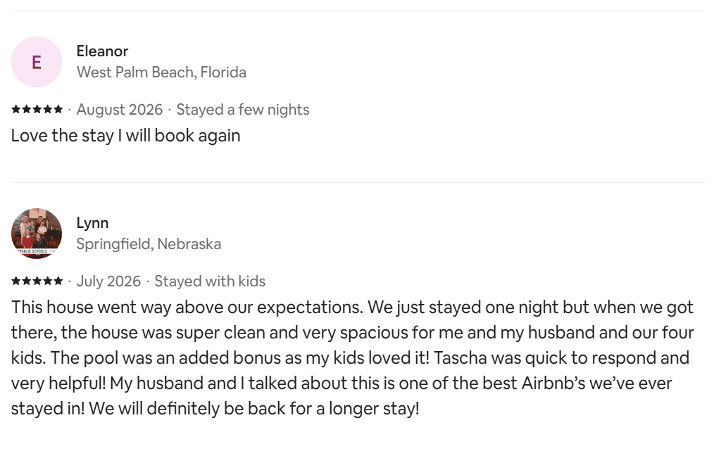 Guest review for KJ And I Spot vacation rental near Disney World