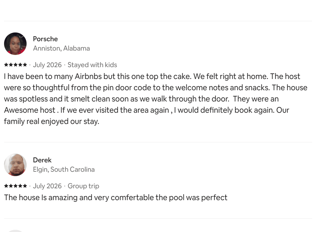 Guest review for KJ And I Spot vacation rental near Disney World